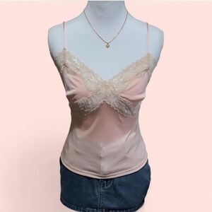 vintage y2k express pink lace trim cami